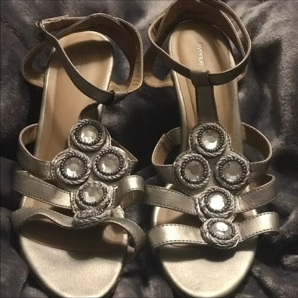 Metallic 10W Avenue Cork Wedge Sandals